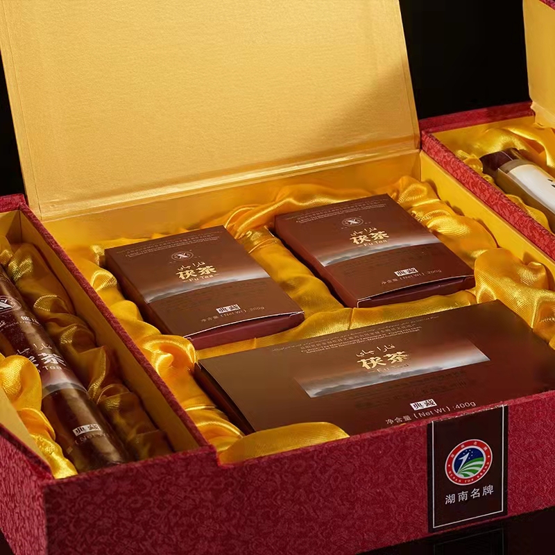 湖南安化黑茶湘益黑茶湖南特產(chǎn)一品江山獲磚益陽(yáng)茶廠金花黑茶1.06kg